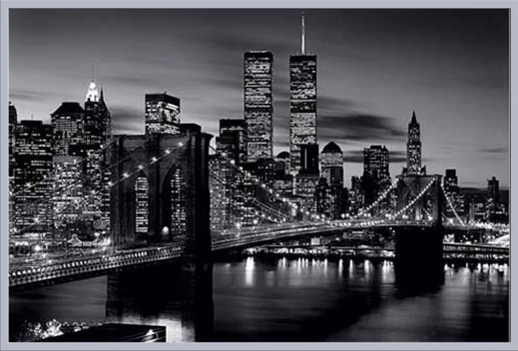Poster New York Pont de Brooklyn Noir et Blanc pour Déco Salon et Cadre