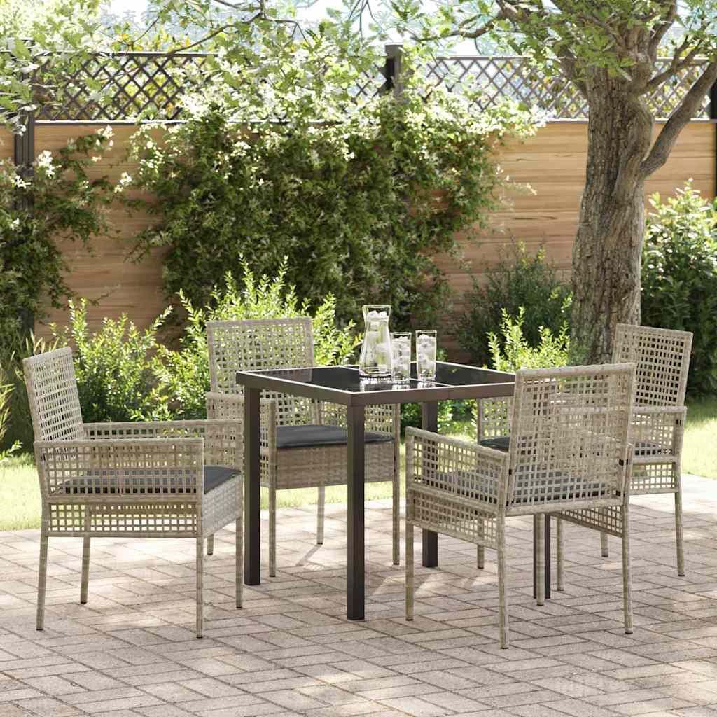 Maison Exclusive - Garten Essgruppe mit Kissen 5 pcs Hellgrau Poly-Rattan