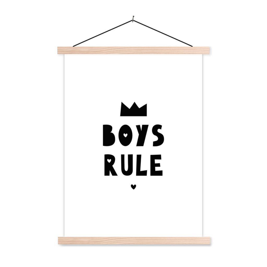 MuchoWow Textilposter Jungen regieren - Zitate - Sprichwörter - Kinder - Jungen 40x53 cm mit holzfarbenen Rahmen - Schlafzimmer