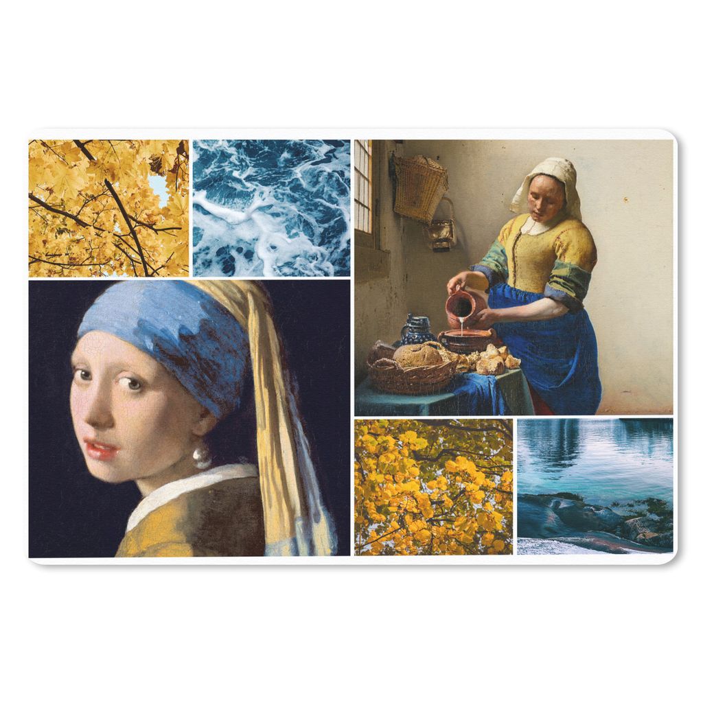 MuchoWow Schreibtischunterlage Vermeer - Collage - Milchmädchen 60x40 cm - XXL Mauspad - Großes Mauspad