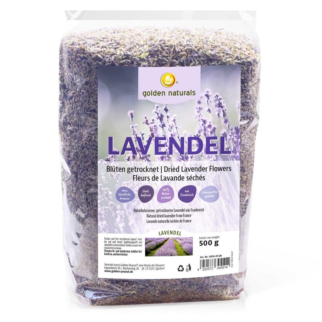 A bag of dried lavender flowers.