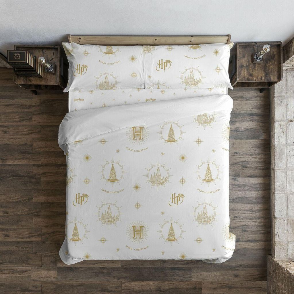 Funda Nórdica Harry Potter Hogwarts Gold Weihnachten Multicolor 175 Hilos 155 x 220 cm Cama de 90