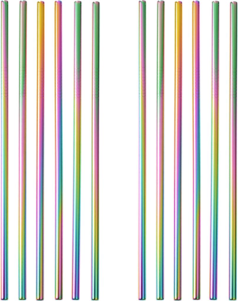GRÄWE Edelstahl Trinkhalme 12er Set Regenbogen Gerade Produktbild 