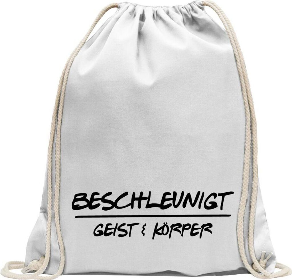 Kiwistar - Turnbeutel - weiss - Beschleunigt Geist und Körper Fun Racing - Fun Rucksack Sport Beutel Gymsack Baumwolle mit Ziehgurt