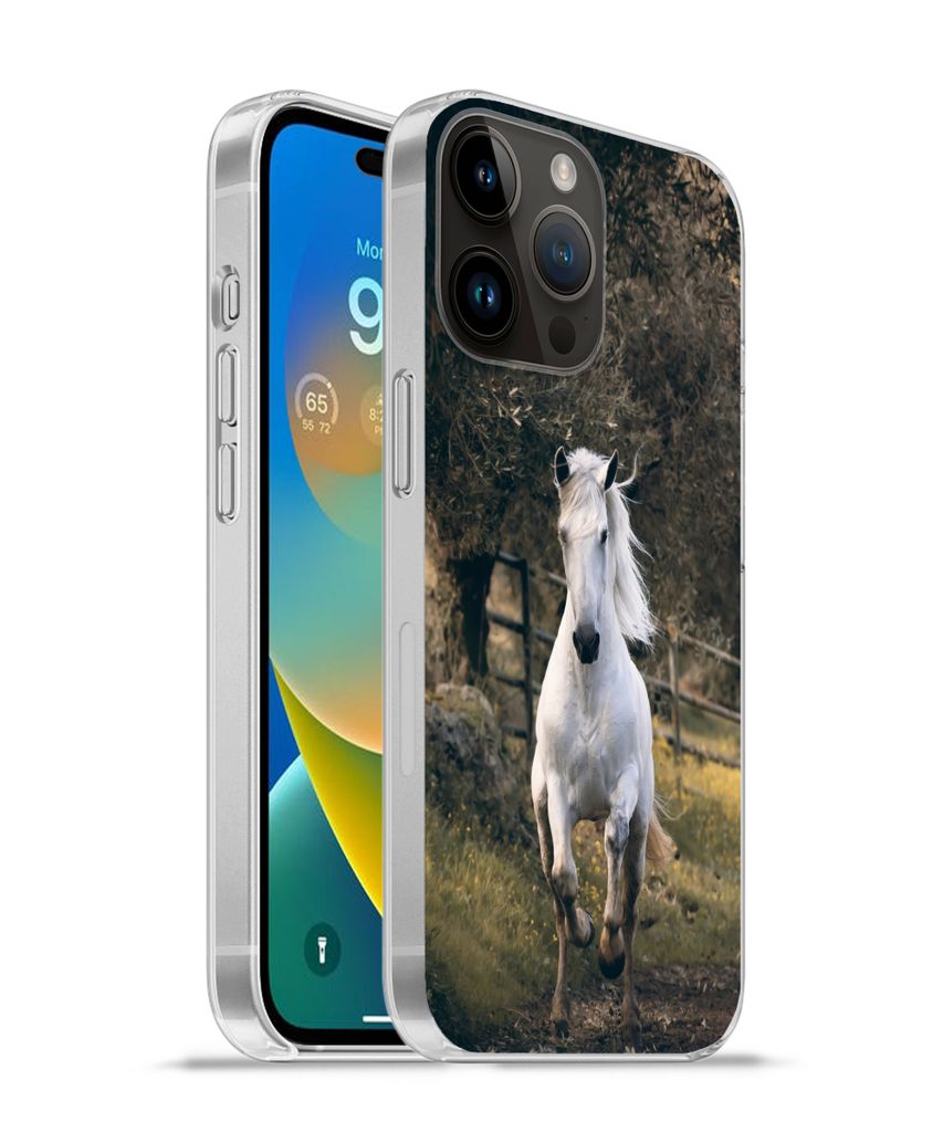 MuchoWow Handyhülle Schutzhülle Hülle für Apple iPhone 14 Pro Max Pferd - Natur - Schlamm Silikon Softcase Handy Hülle - Hardcover