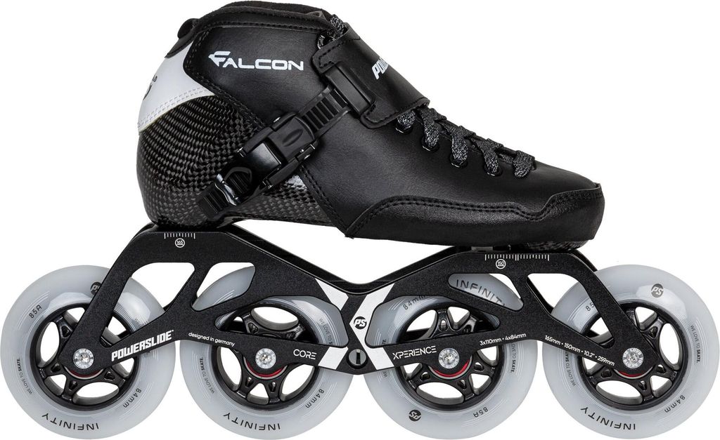Powerslide FALCON 84 Speed Kinder Inline Skates für Kids Racing in schwarz