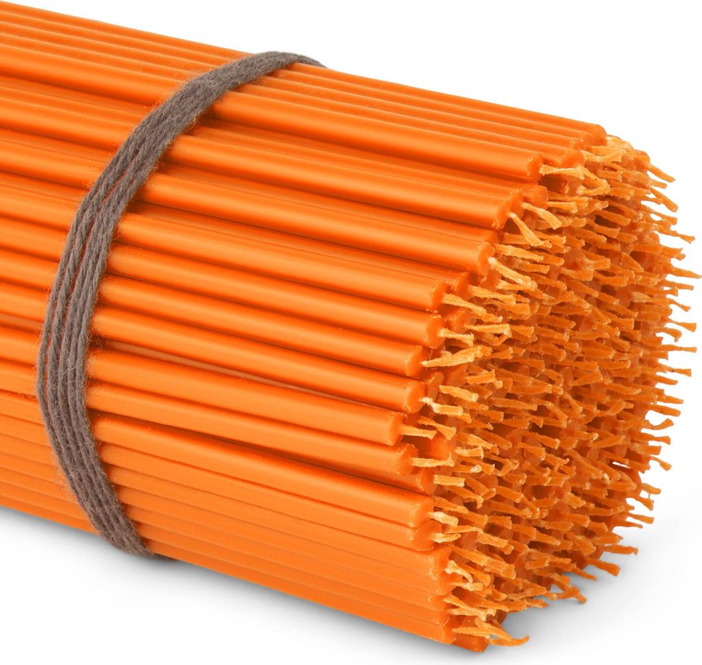 250x Stabkerzen orange Tropffrei Rußfrei dünn L 16cm Premium Paraffinwachs 36109