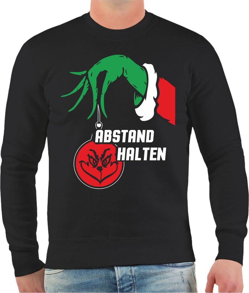Herren Sweatshirt Weihnachten Abstand halten