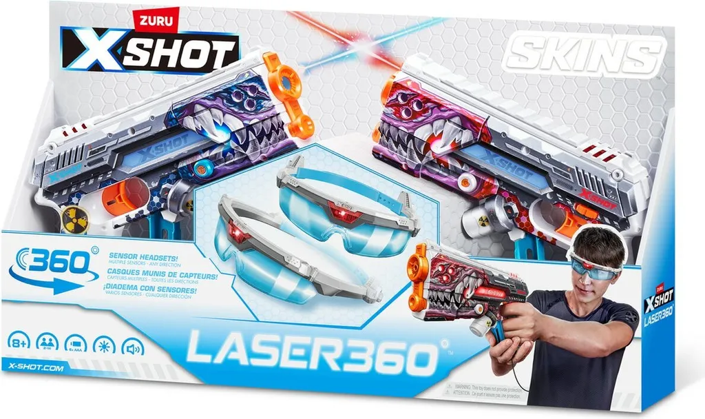 XSHOT Skins Laser 360° ZURU : Pack de 2 Blasters avec Casques Infrarouges - 6