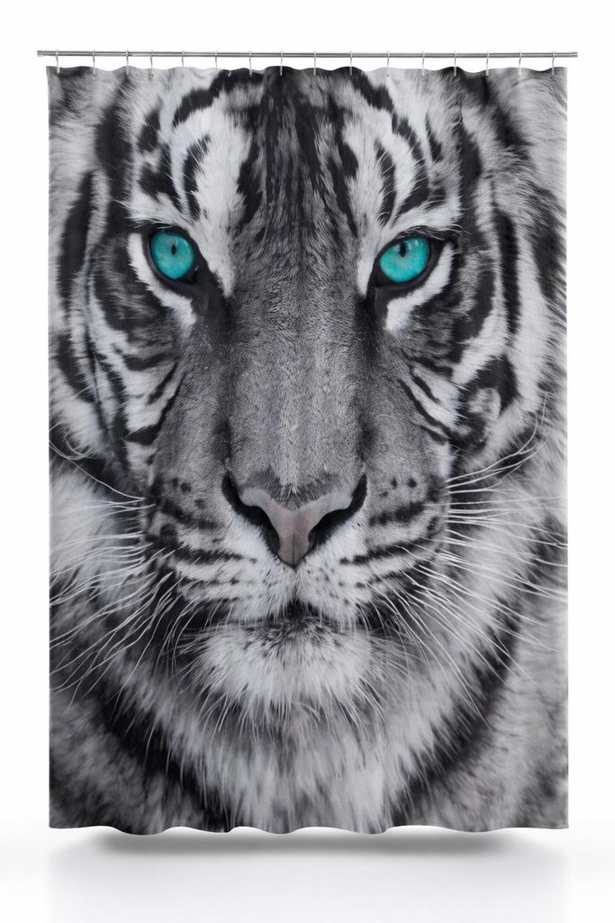Textil-Duschvorhang Tiger schwarz-weiß 180x200cm Produktbild 