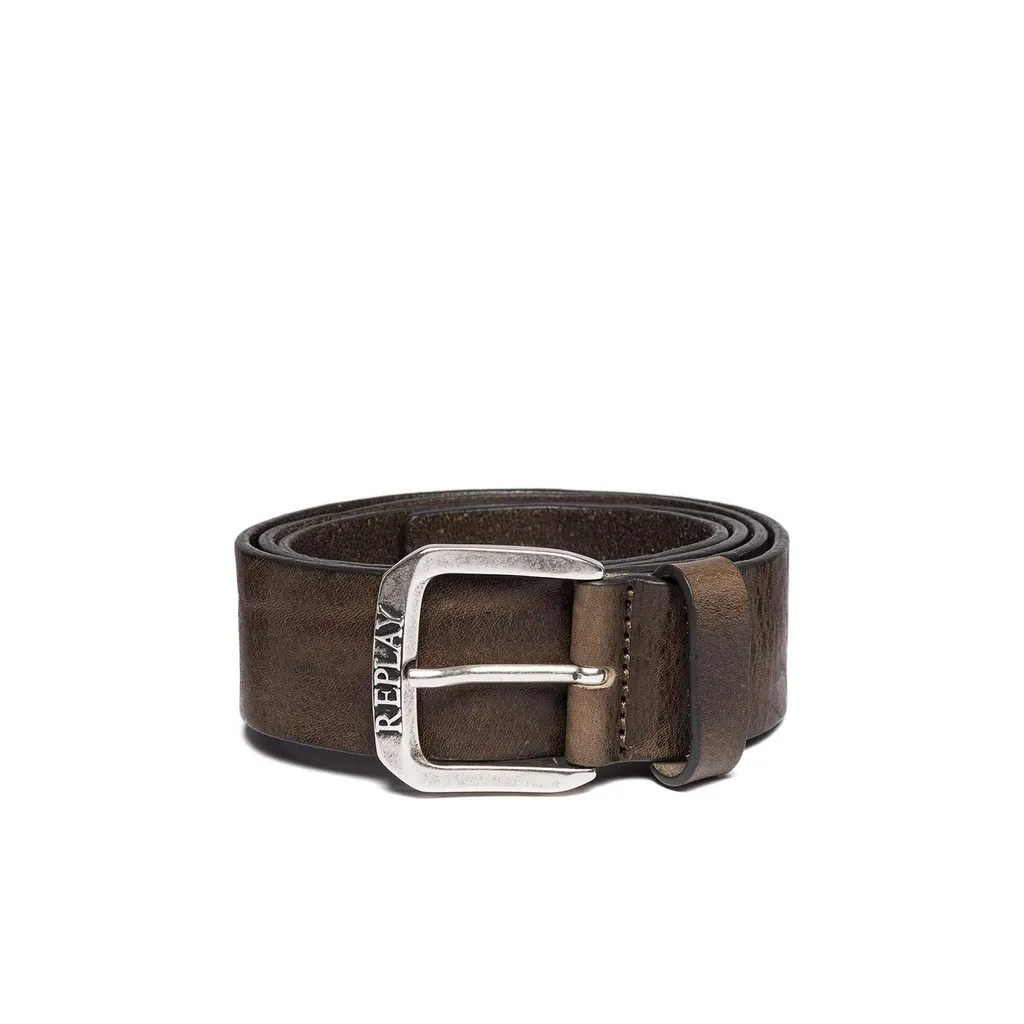 Cintura REPLAY Pelle Vintage W85 Faded Grey Mud | Vera Pelle Marrone