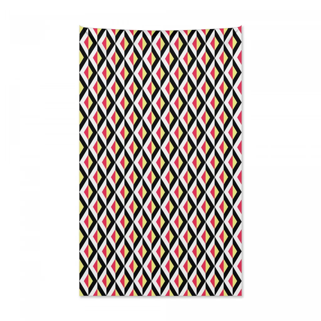 Abakuhaus Tappeto da parete e copriletto giallo e bianco, design a chevron in morbido tessuto microfibra Colori chiari che non sbiadiscono Lavabile, 140 x 230 cm, giallo chiaro Corallo scuro Nero