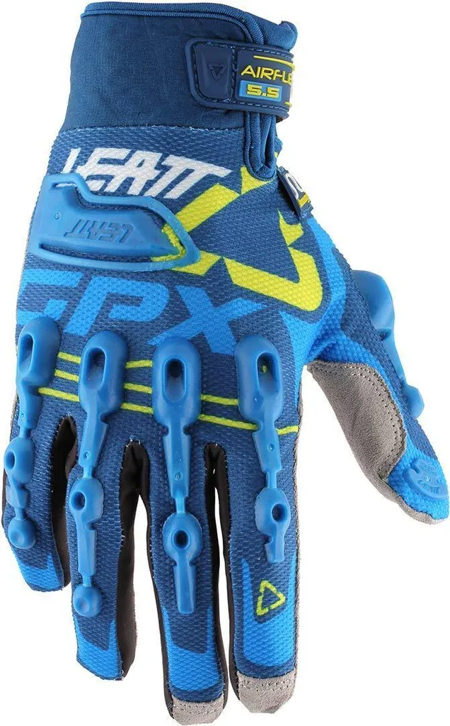 Gants Windblock Leatt GPX 5.5 bleu et jaune taille XS pour motocross