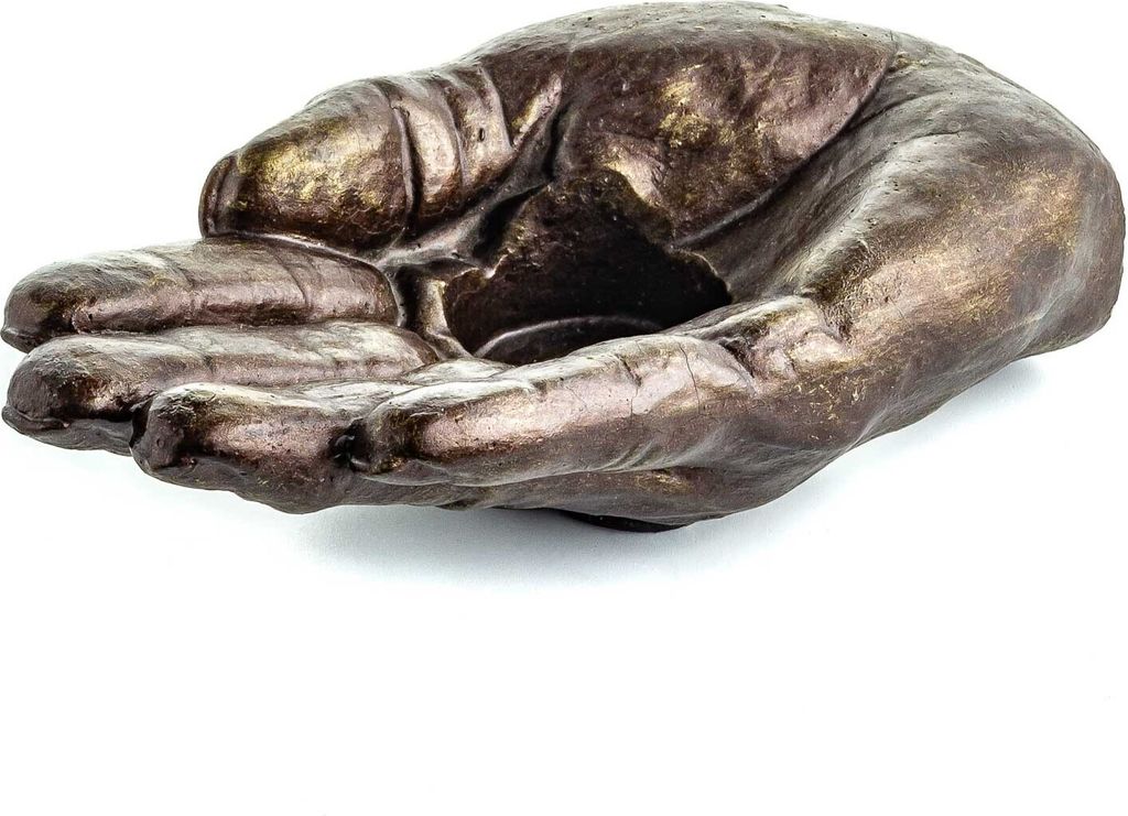 Windlicht ca 18 cmTeekerzenhalter flache Hand bronze