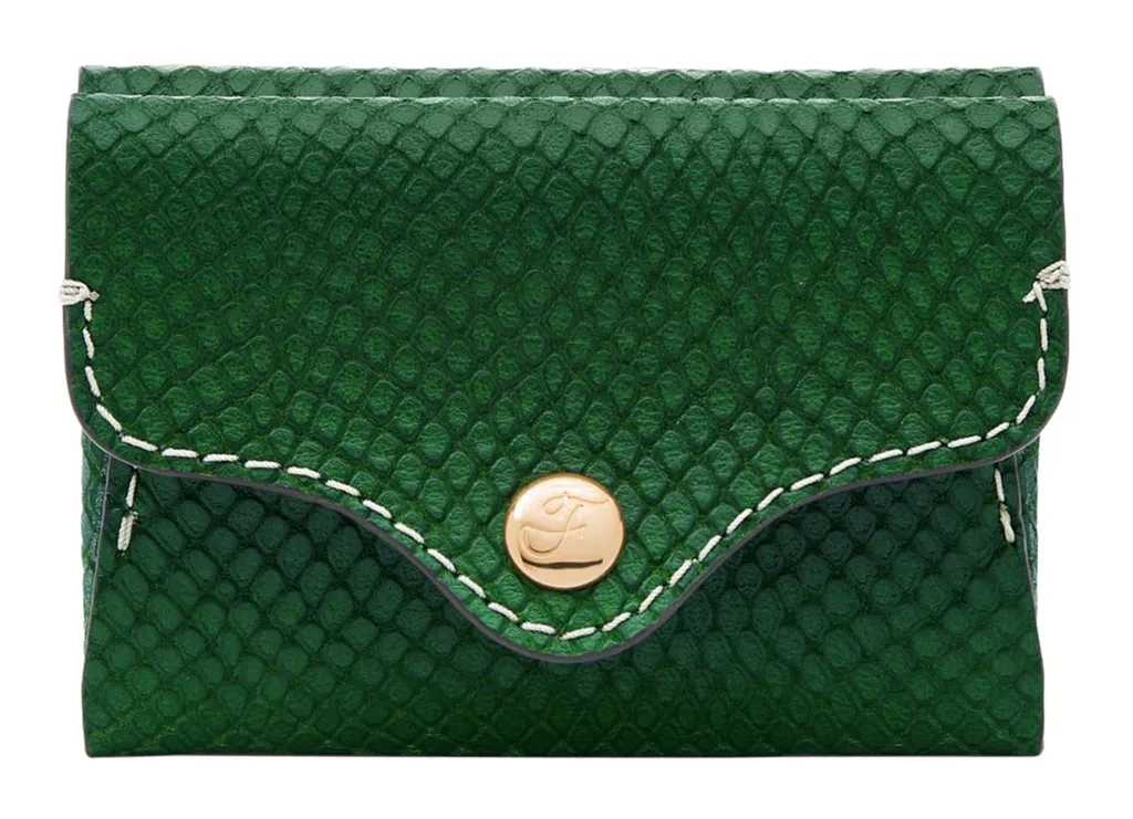Fossil Heritage Card Case Medium Green - Étui de Crédit en Cuir Vert