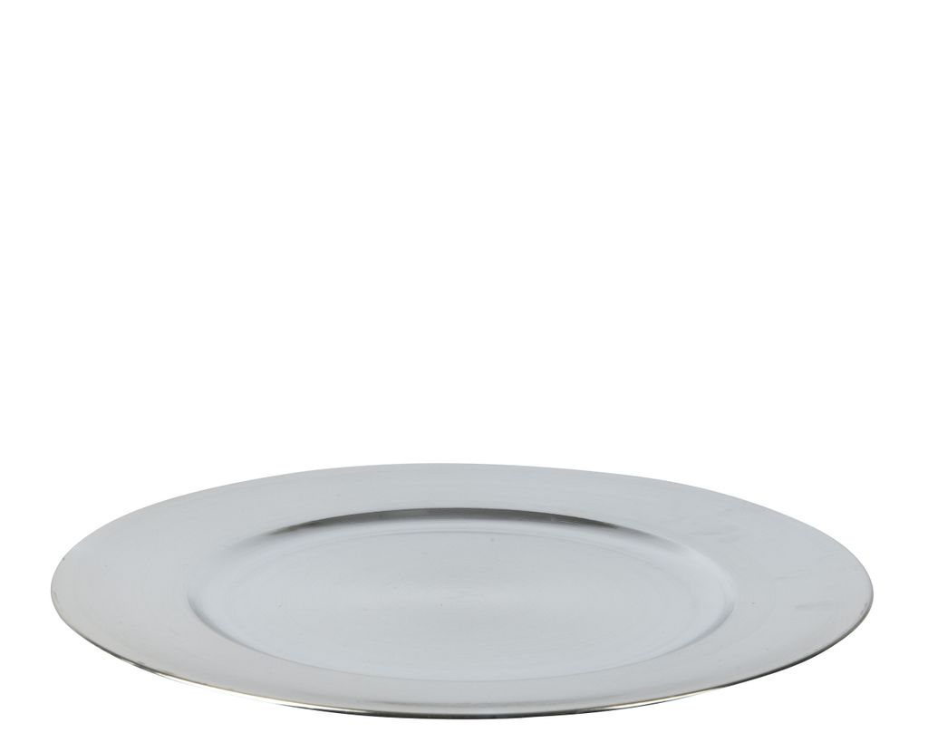 Dekoteller 33cm Kunststoff glänzend - Silber metallic