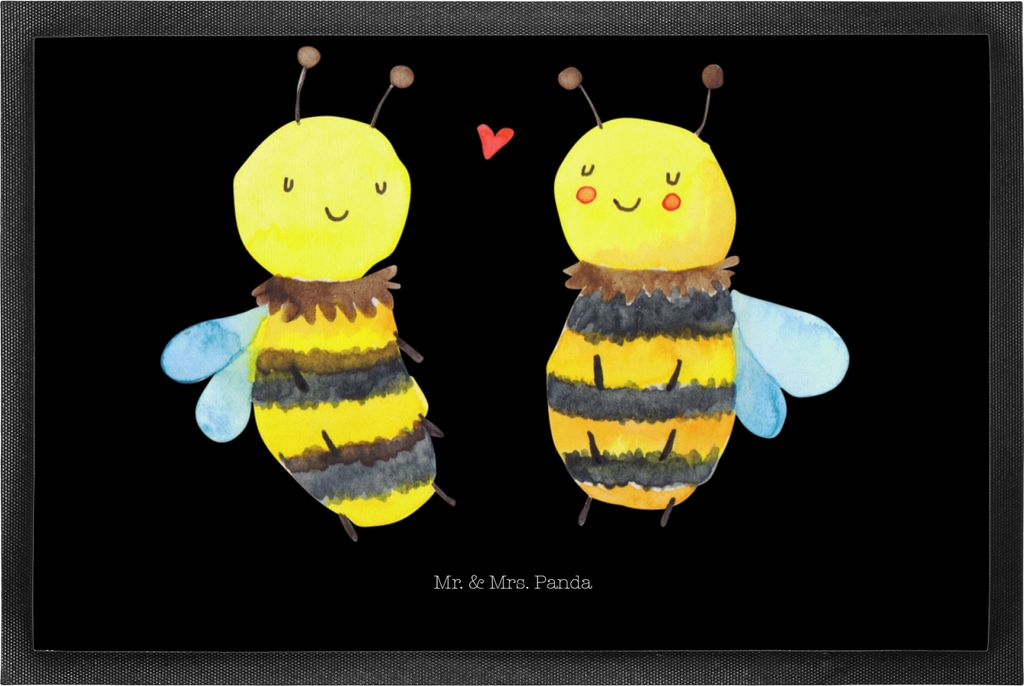 Mr. & Mrs. Panda Schmutzmatte Biene Verliebt 50 x 75 cm - Schwarz - Geschenk, fußmatte, Türmatte, Schuhabstreifer, Fussmatte, Fußabtreter, Schmu...