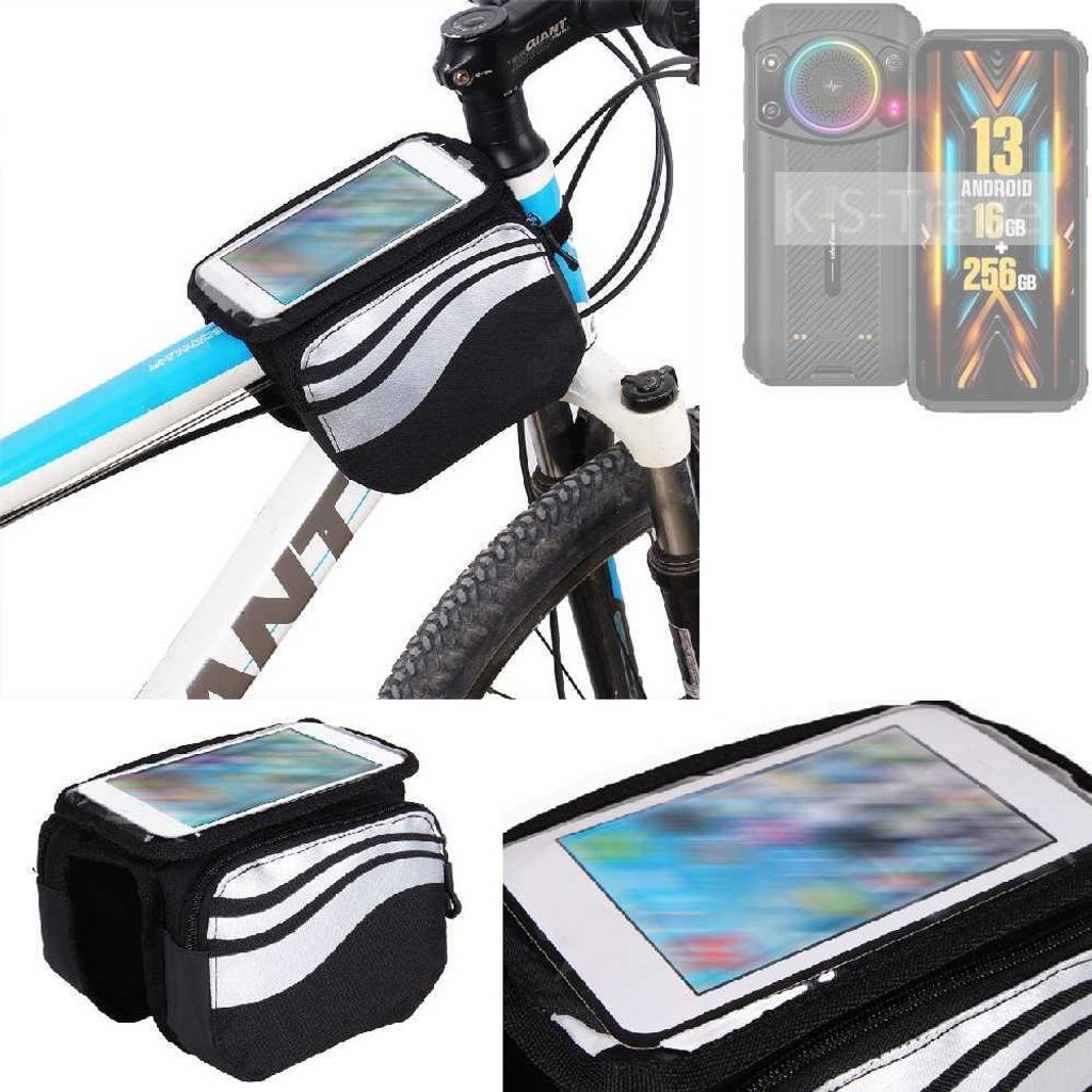 K-S-Trade Rahmentasche Fahrrad-Halterung kompatibel mit Ulefone Armor 21 Rahmenhalterung Fahrrad Handyhalterung Fahrradtasche Handy Smartphone