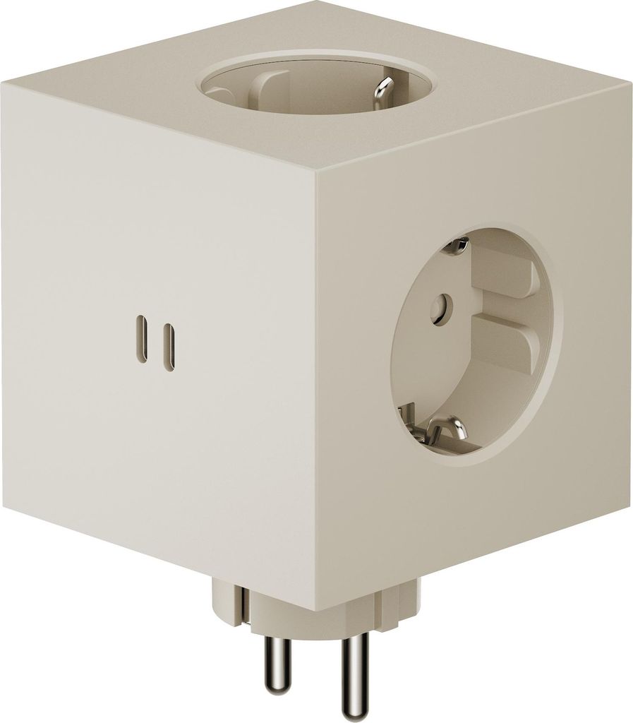 AVOLT Mehrfachstecker SQUARE 2 hellbeige | 7,6x11,3cm