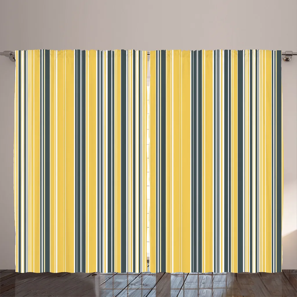 Rideaux de Salon Universels à Rayures Rétro 280x225 cm Bleu Ardoise