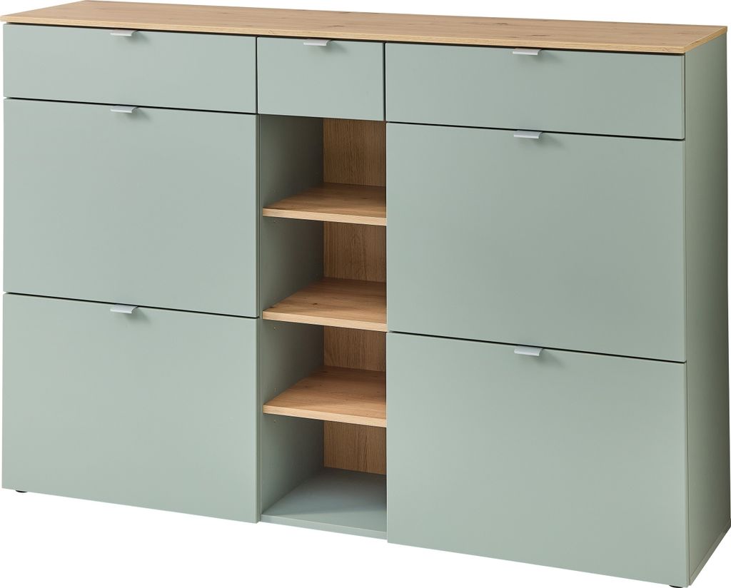 Schuhschrank >Bari< in Schilfgrün matt, MDF, Spannplatte - 148x103x38cm (BxHxT)