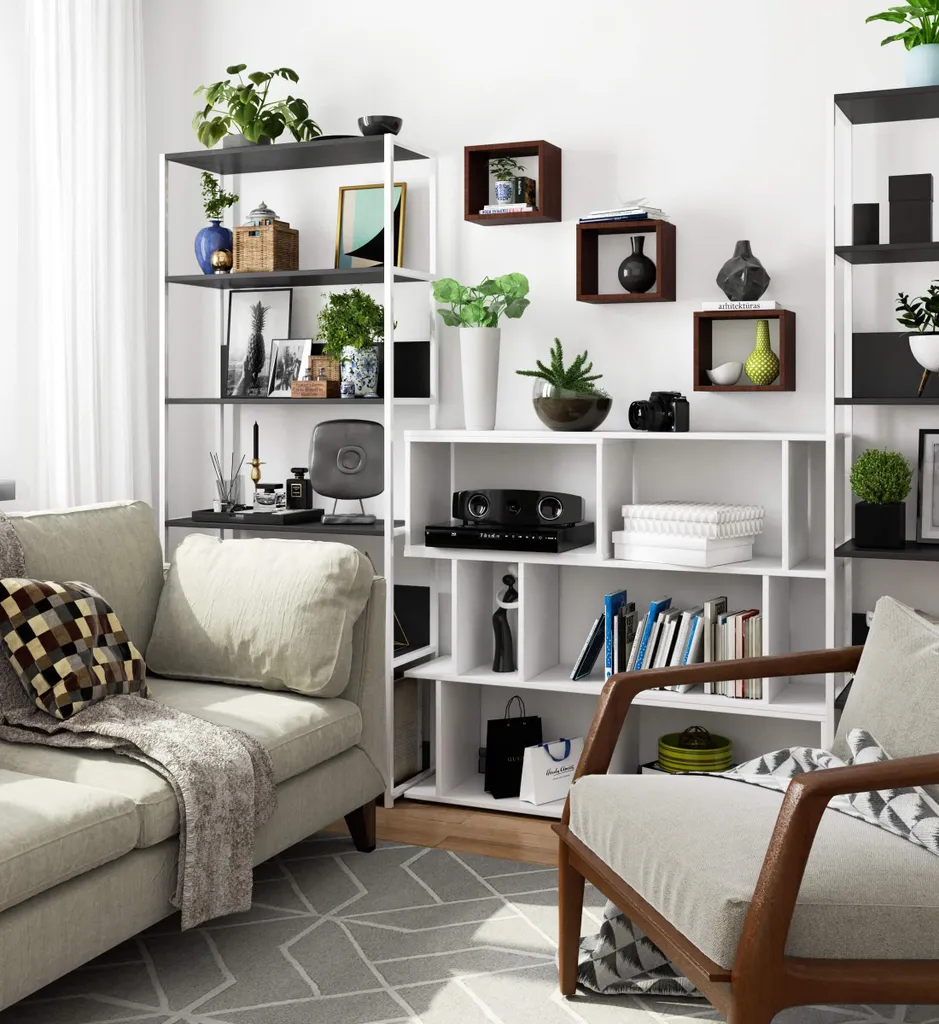 Étagère Murale Cube en Bois Wengé - Set de 3 Tablettes Décoratives - 4