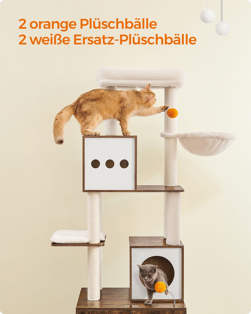 Feandrea Kratzbaum, mit Katzenklo-Schrank, 185cm, Produktbild 9