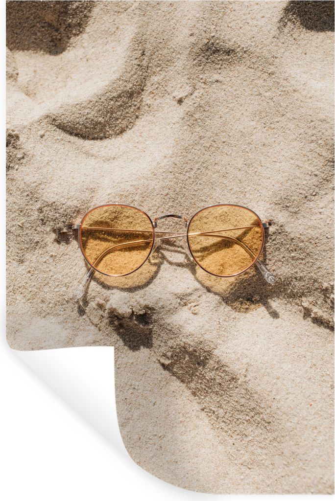 MuchoWow Wandtattoo Wandsticker Wandaufkleber Sonnenbrille - Sand - Orange 20x30 cm Selbstklebend und Repositionierbar - Sticker - Dekorfolie