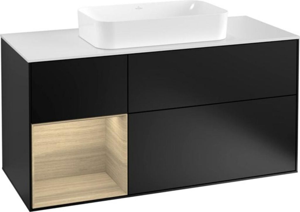 V&B Waschtischunterschrank Wandbeleuchtung Finion 120cm, Pl w m, Reg li Oa ven, bla m Lac
