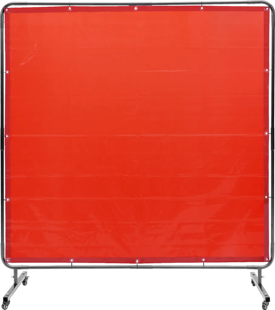Rideau de soudure mobile avec cadre 6x6' - Protection vinyle rouge
