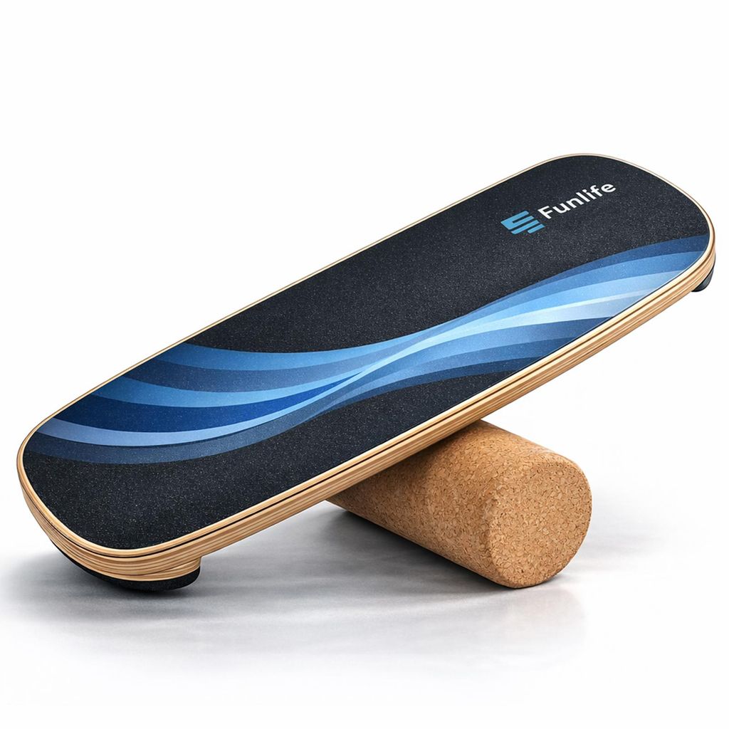 FunLife WAVE Balance Board Holz mit Rolle – Balance Trainer für Core Training, Fitness & Stabilität, rutschfestes Birkenholz, Home Workout, bis...