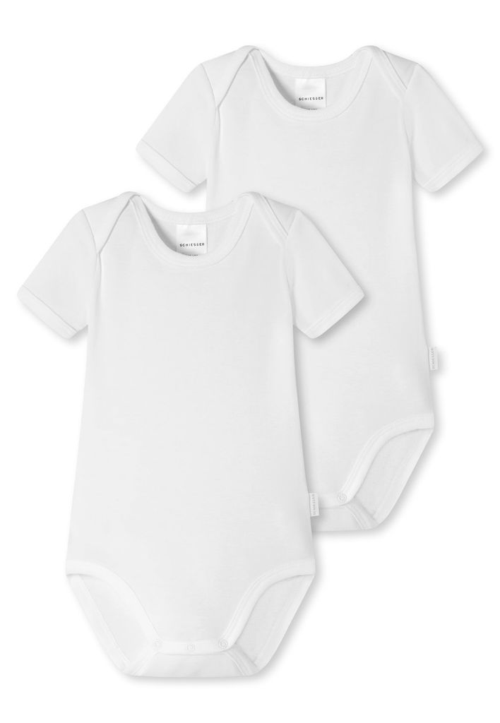 SCHIESSER Baby Body 2er Pack - Unisex, Kurzarm, Baumwolle Weiß 56