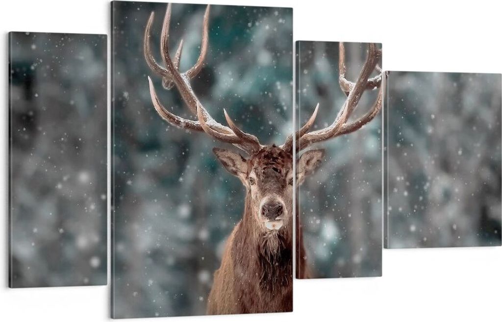 Bild auf Leinwand - Leinwandbild - 4 Teile - Hirsch Hirsch Produktbild 