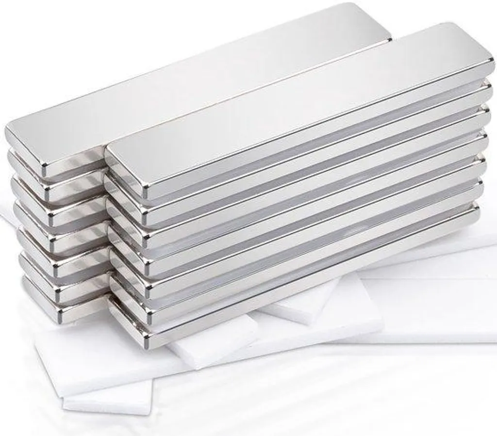 Aimants puissants néodyme 50x10x3 mm avec adhésif puissant - 14 unités