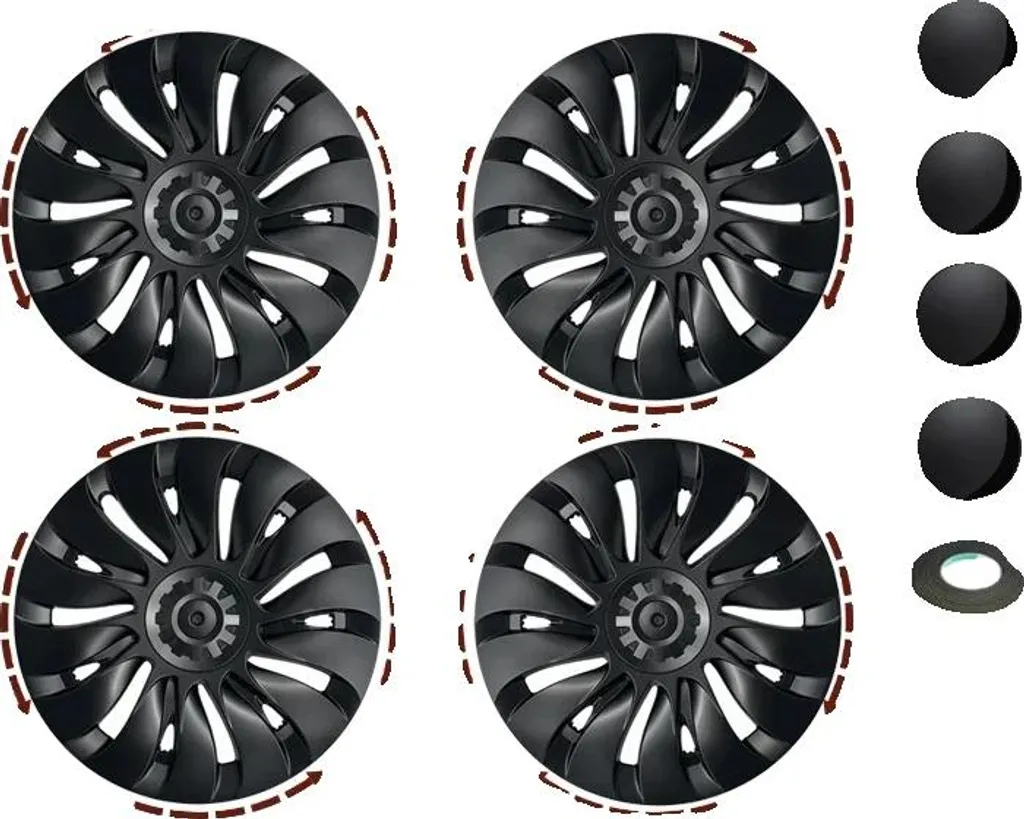 Enjoliveur de roue intégral pour Tesla Model Y noir mat protection jante