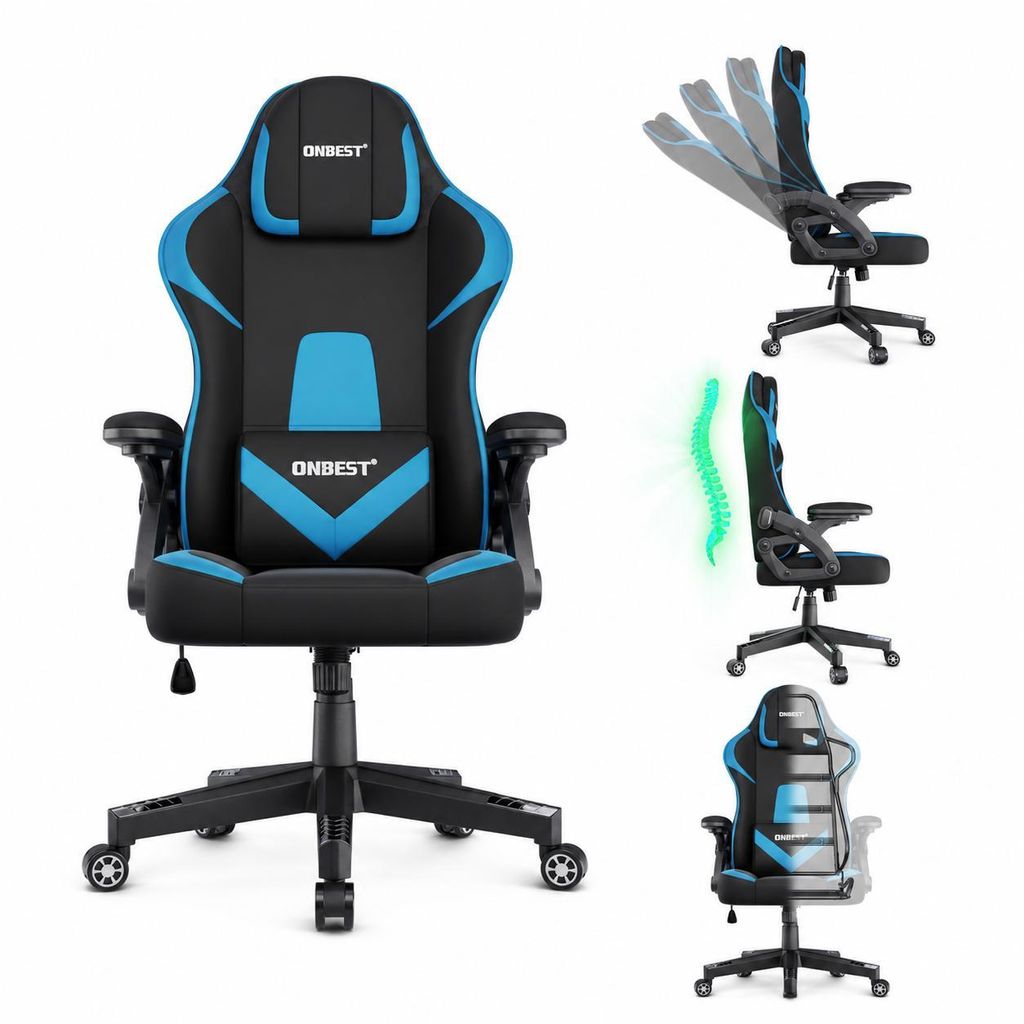 ONBEST Gaming Stuhl | Ergonomisch | mit Lordosenkissen | Produktbild 