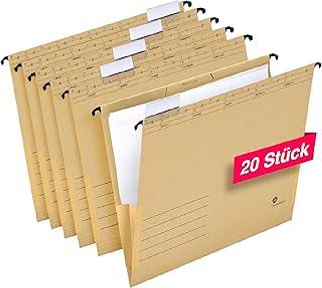 Hamelin Hängetaschen für A4, Hängeregister, mit Leinenfröschen, inkl. Vollsichtreitern, braun, 20 Stück