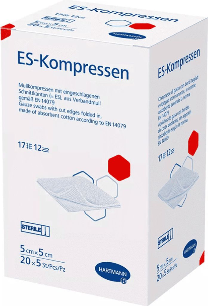 ES-KOMPRESSEN steril 5x5 cm 12fach Großpackung