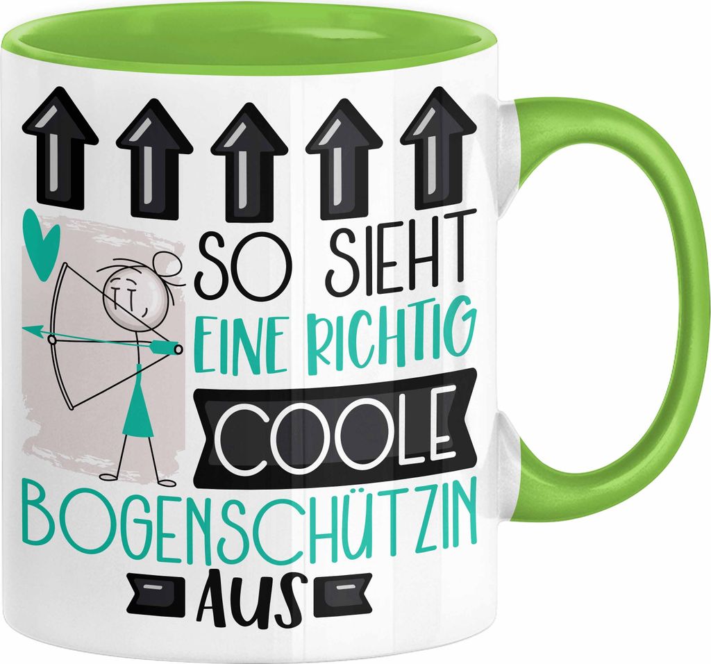 Bogenschützin Geschenk Tasse Geschenkidee für Bogenschützin Geburtstag Weihnachten Spruch So Sieht Eine Richtig Coole Bogenschützin Aus Kaffee-...
