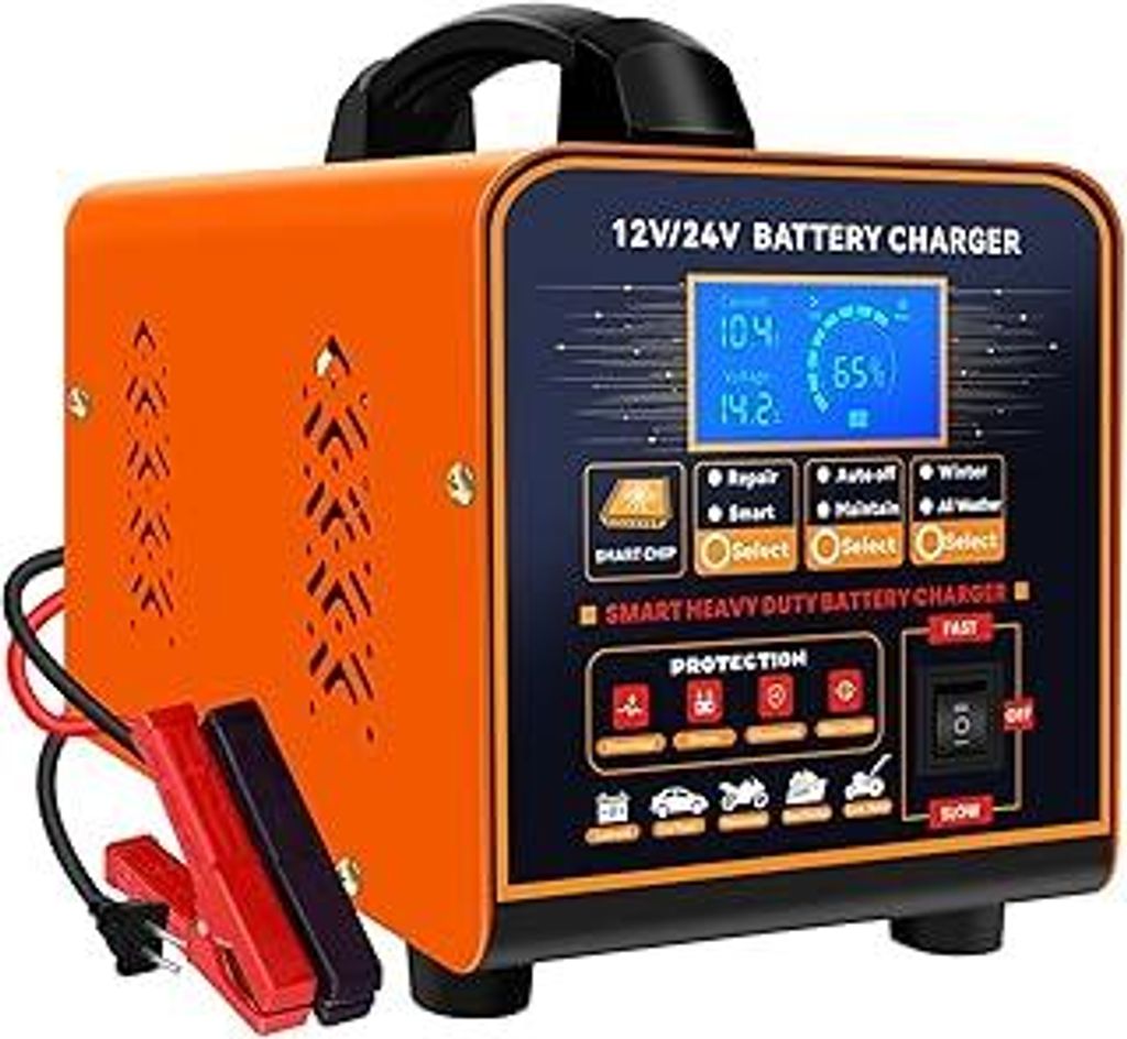 SolaMr 12V/24V Autobatterie Ladegerät & Batterieerhaltungsgerät, Automatisches Intelligentes Batterieladegerät, 0-20A Schnell Erhaltungsladeger...