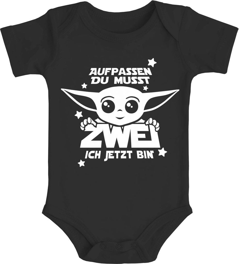 Baby-Body Parodie erster oder zweiter Geburtstag lustiger Spruch kurzarm Body Baumwolle Moonworks 2 ich jetzt bin schwarz 3-6 Monate
