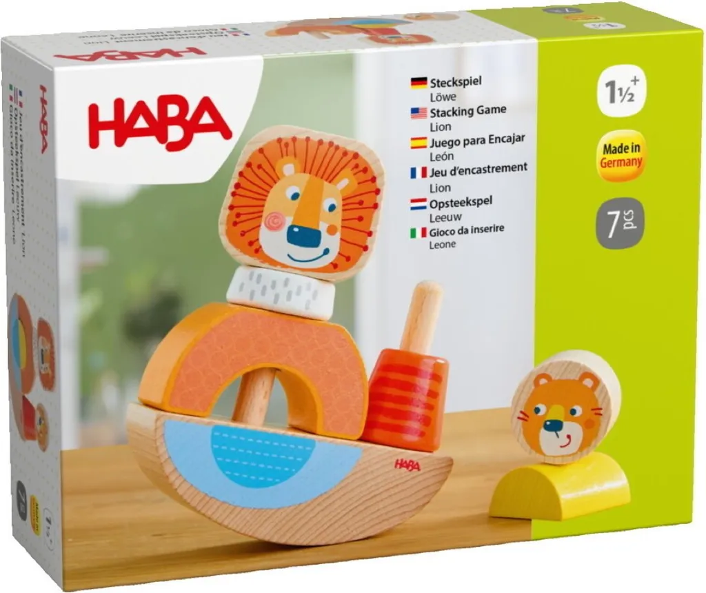 HABA Jouet de motricité Lion 2012245001 : Jeu d'assemblage en bois