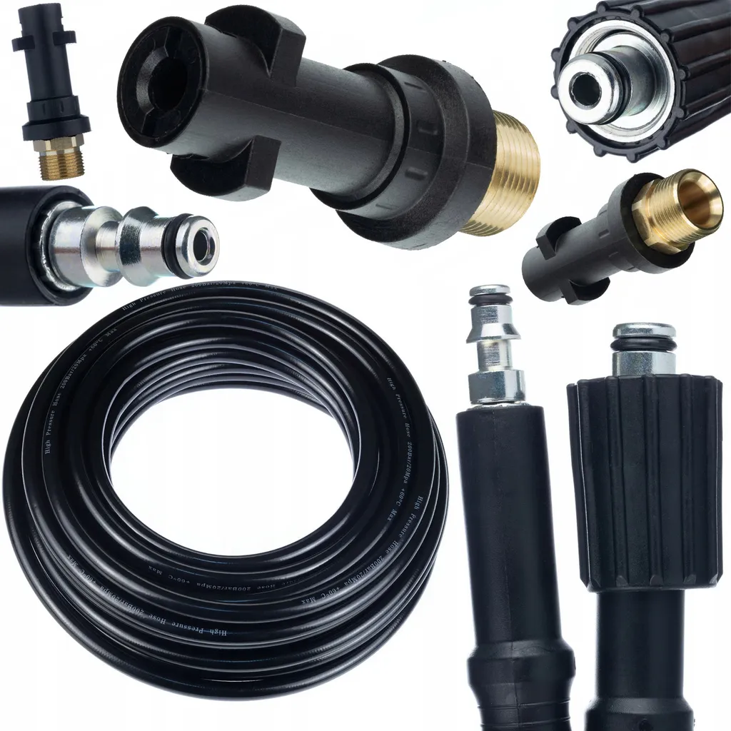 Rosfix Set Tubo Flessibile Ad Alta Pressione 10 m M22-QC con Adattatore M22 a Baionetta – Per Lavor, Compatibile con Karcher K2 – K7, 200 bar, Nylon
