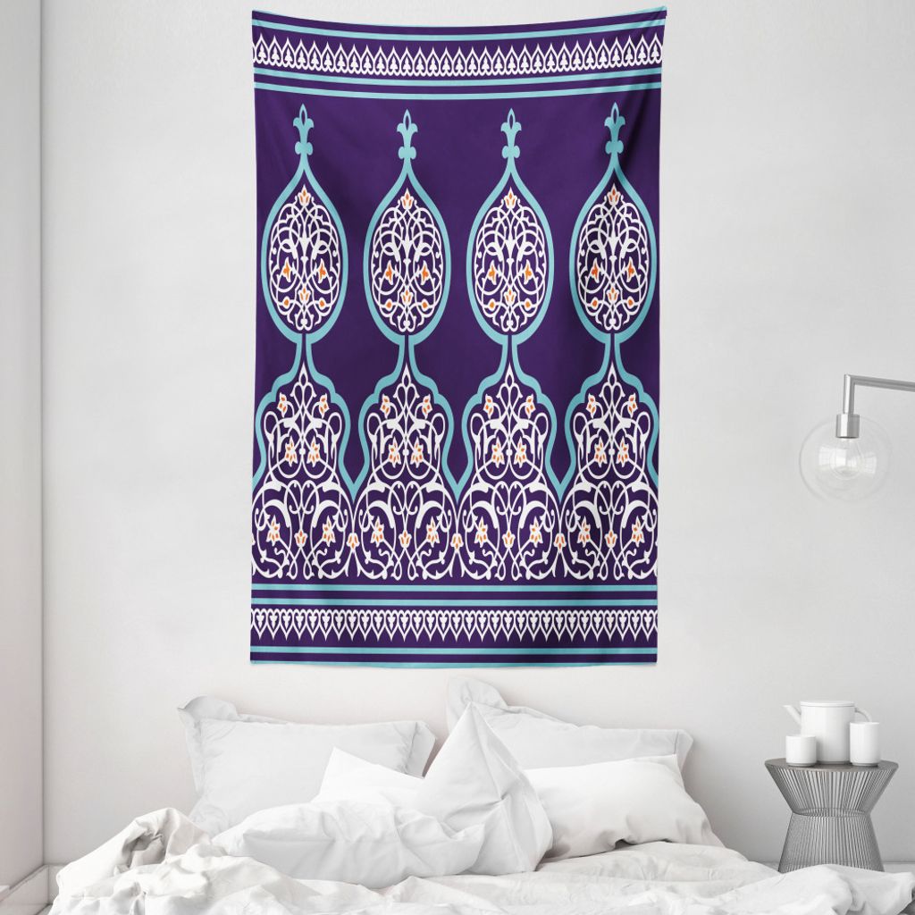 ABAKUHAUS marokkanisch Wandteppich und Tagesdecke, Mystic Oriental Entwurf aus Weiches Mikrofaser Stoff Waschbar ohne Verblassen Digitaldruck, 140 ...