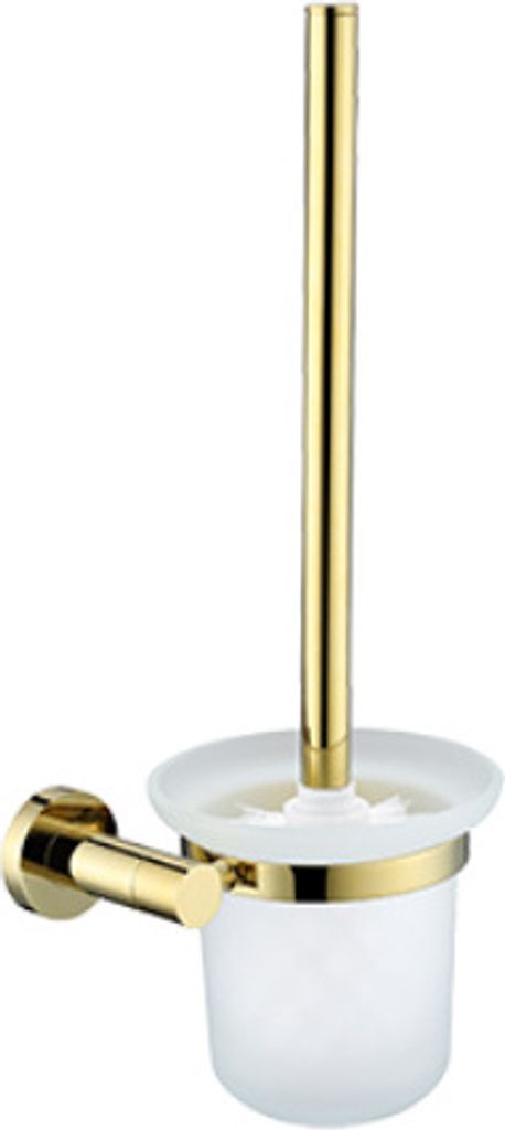 Toilettenbürste, WC-Bürste, Bürstengarnitur, Wandmontage, Messing golden Milchglas, Klobürste