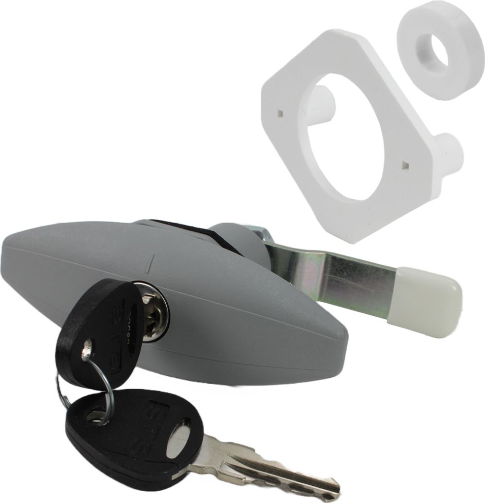 STS Push lock Klappenschloss Ellipse groß Serviceklappe Wohnwagen Wohnmobil Caravan Boot grau