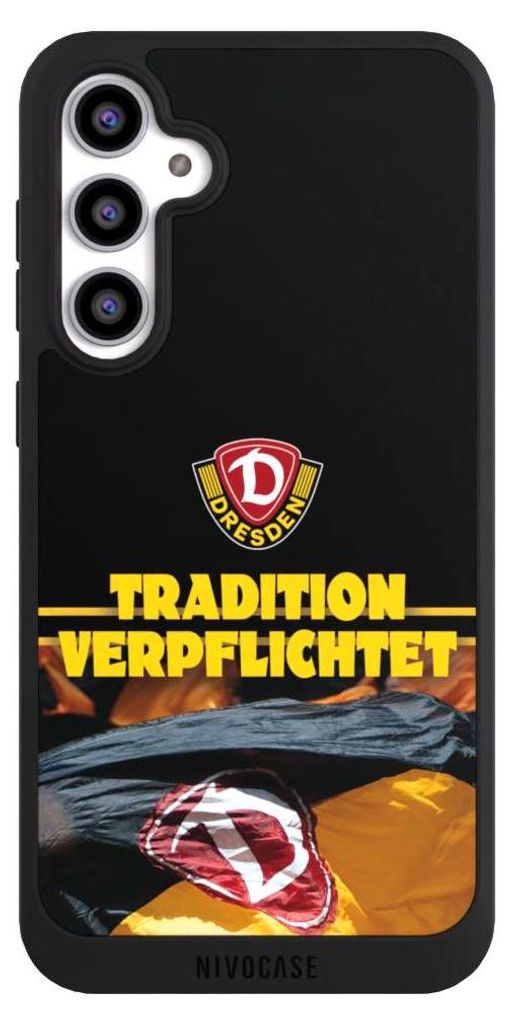 NIVOCASE Handyhülle für Samsung Galaxy S23 FE Hülle NIVOpure Case Schwarz Fanartikel SG Dynamo Dresden SGD