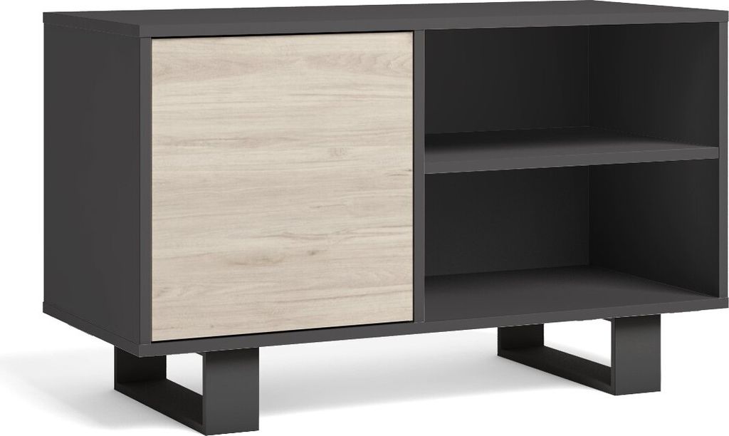 TV-Schränke für Wohnzimmer, Modell Wind, Grau und Eiche farbe, 95x40x57cm