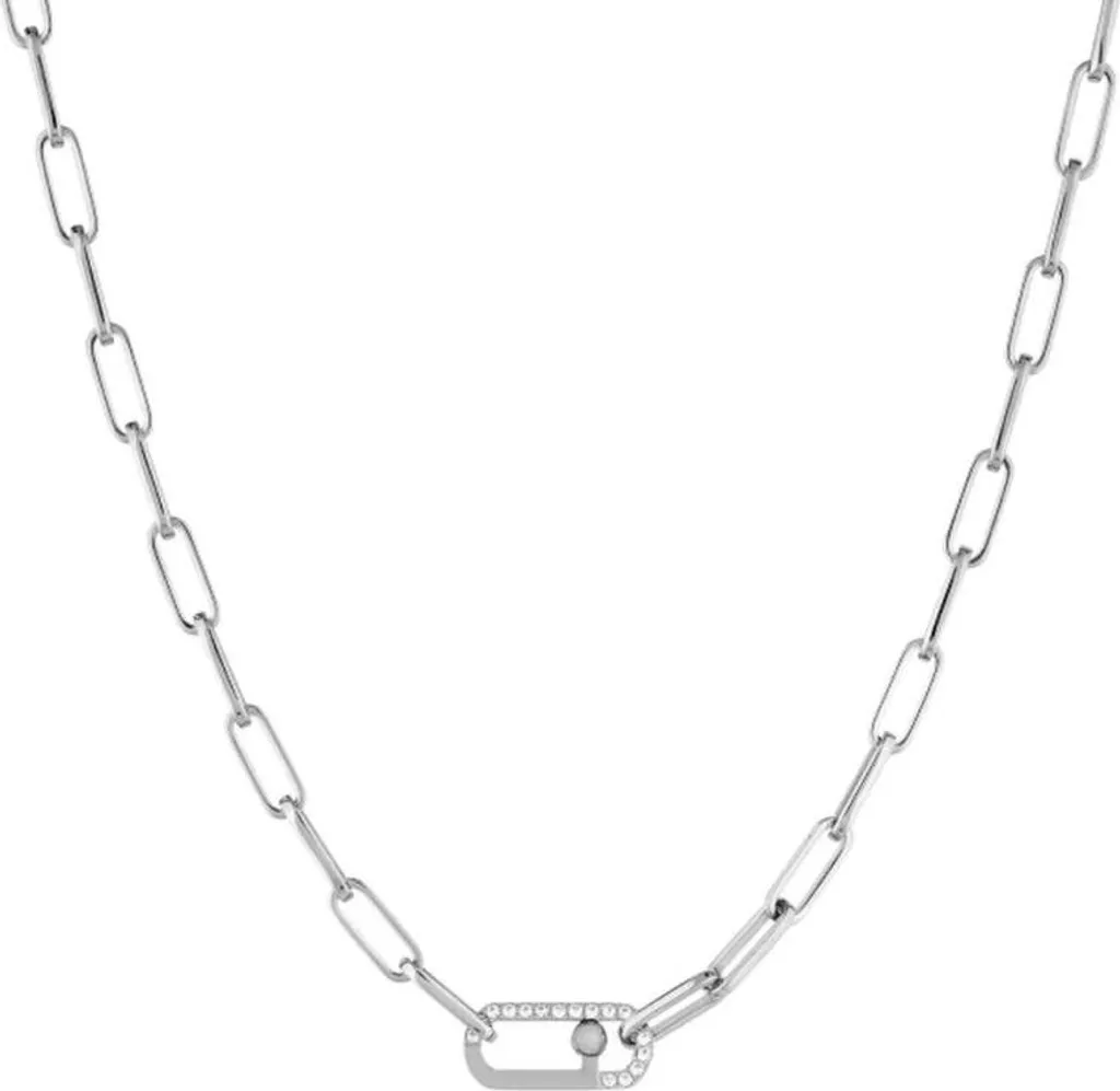 Collier Femme en Acier Argenté et Cristaux Brillants Modèle LJ1795