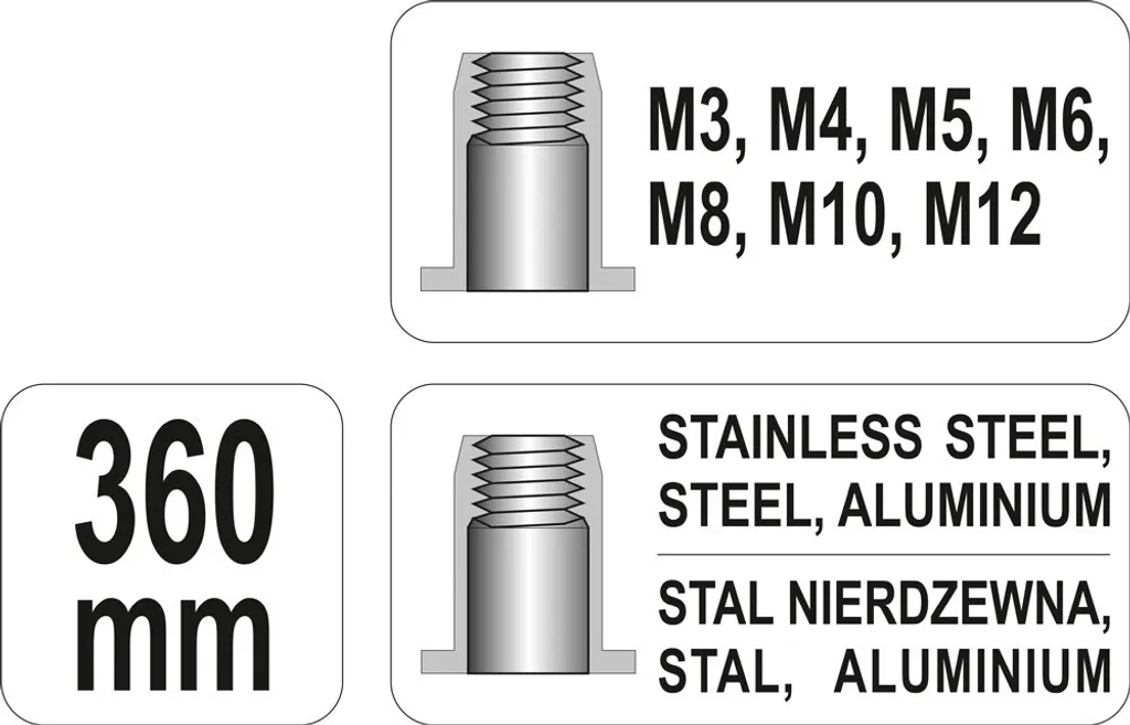 Fixez vos inserts sans effort avec la riveteuse Yato M3-12 robuste - 15